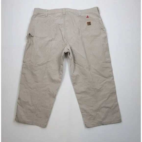 Vintage Y2K Carhartt Mens 48x26 Distressed Original Fit Wide Leg Pants Beige Tan